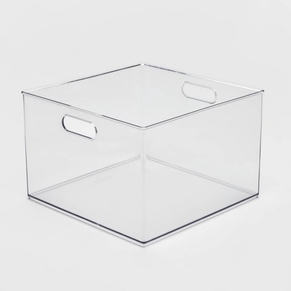 2-pack acrylic storage container bin with handles